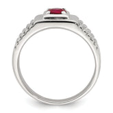 Sterling Silver Rhod-plated Men's African Ruby and White Topaz Ring